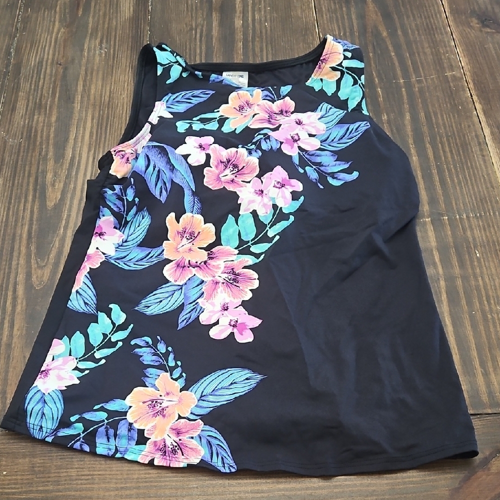 Lands' End Tropical Flower Print Tankini Swim Top Size 6